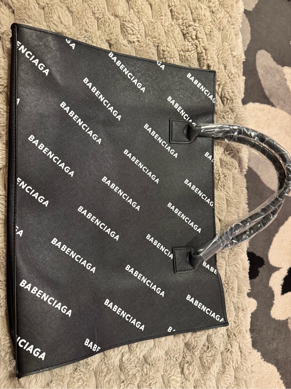 LATC Black Repeating Logo Tote Bag NWT